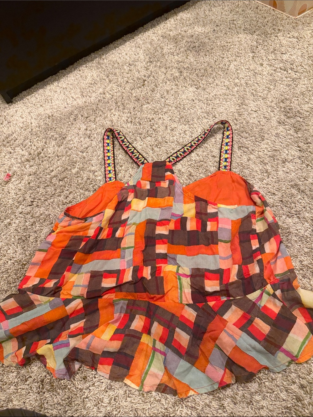 Pilcro Orange Multi Patchwork Camisole with Embroidered Straps - Picture 5 of 5